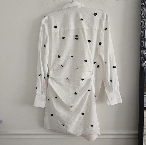 Jacquemus Bahia twist front polka dot embellished twill mini dress new - Picture 12 of 13